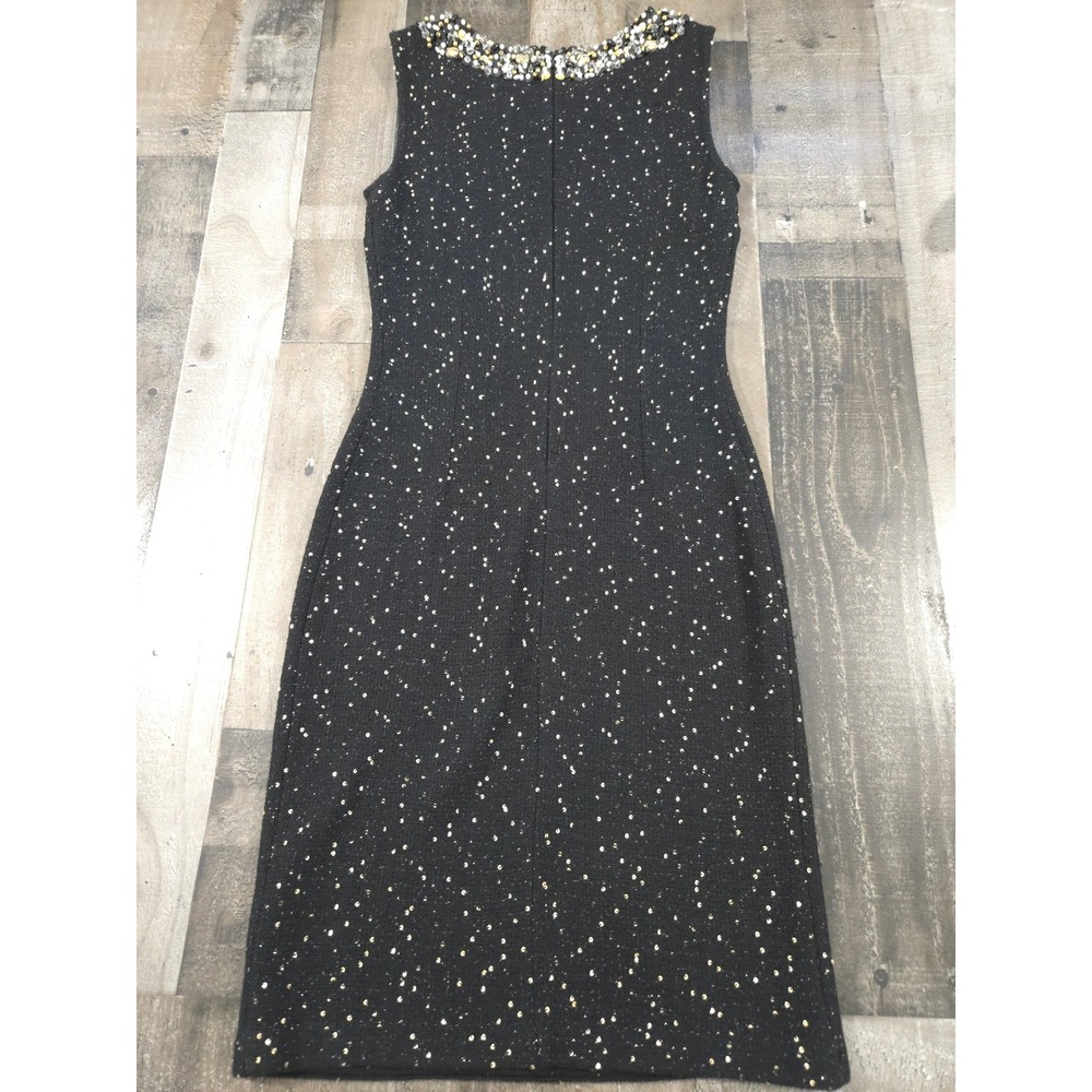 St John Couture Black Sequin Santana Knit Hand Beaded Dress Size 2 Made in USA - Picture 11 of 16